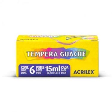 Imagem de Tinta guache 6 cores 15ml 02020 - Acrilex