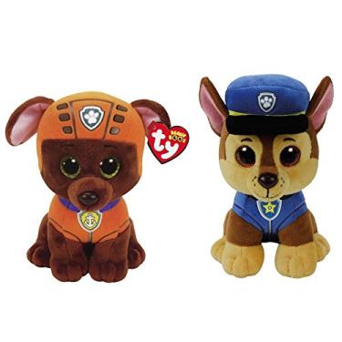 Imagem de Kit 2 Pelúcia Beanie Boos Ty Patrulha Canina Zuma + Chase