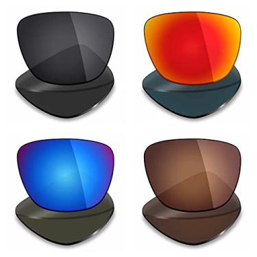 Imagem de 4 pares de lentes polarizadas de substituição Mryok para óculos de sol elétrico Knoxville XL – Stealth preto/vermelho fogo/azul gelo/marrom bronze