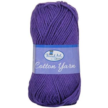 Imagem de Threadart Fio de crochê 100% puro de algodão | novelos de 50 gramas | Fio penteado médio #4 | 190 metros por novelo | 30 cores disponíveis | Roxo #3554