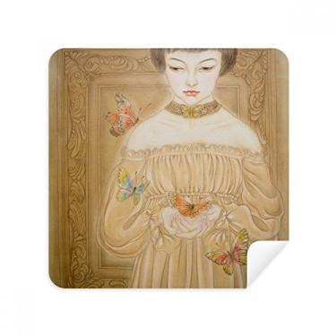 Imagem de Vestido Borboleta Beleza Pintura Chinesa Óculos Pano Limpador de Tela Tecido Camurça Pacote com 2