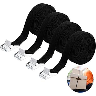 Imagem de Tiras de amarração catraca pacote com 4, tiras de rack de teto ajustáveis cintos de tensão de amarração com fivela de liberação rápida para motocicleta, carga, reboque, caminhões, caiaque SUP, bagagem (3 m)