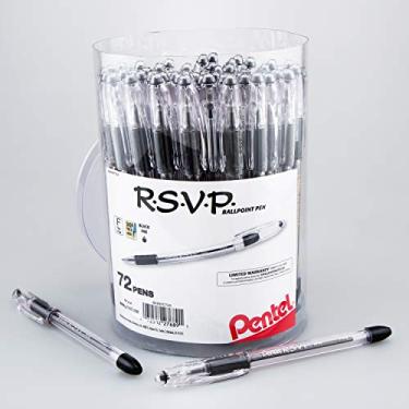 Imagem de Pentel Caneta esferográfica RSVP, linha fina, (0,7 mm), tinta preta, embalagem com 72 recipientes (BK90PC72A)