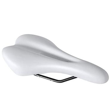 Imagem de Selim de bicicleta espesso e confortável para mountain bike, assento de bicicleta com zona de alívio central e design ergonômico para bicicleta de estrada e bicicleta de montanha (branco)