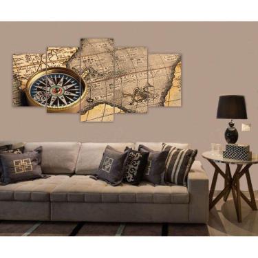 Imagem de Quadro Decorativo Sala Quarto Escritório Mapa e Bússola