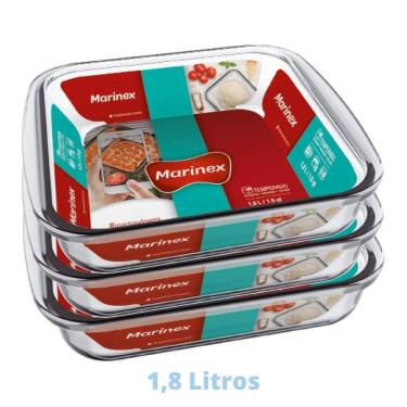 Imagem de 3 Assadeiras Travessa 1,8L Quadrada Vidro Temperada Marinex