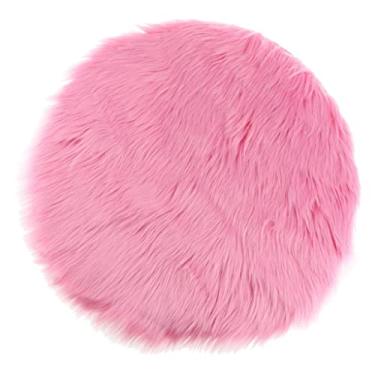Imagem de Almofada de assento de pele sintética de pelúcia redonda flamer, tapete de chão de pele de carneiro artificial, vários tamanhos e cores - rosa choque, 30 cm