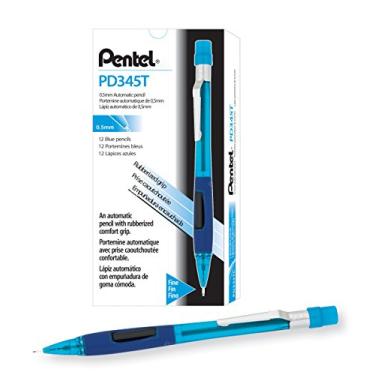 Imagem de Pentel Lapiseira Quicker Clicker, tamanho de grafite de 0,5 mm, corpo azul transparente, caixa com 12 (PD345T-C)