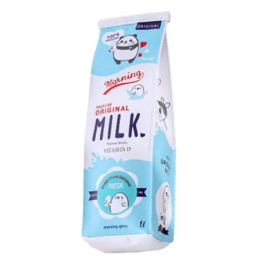 Imagem de Estojo de lápis de papelão de leite Kawaii bolsa bonito anime estética desenho animado papelaria organizador bolsa portátil com zíper material escolar japonês (C)