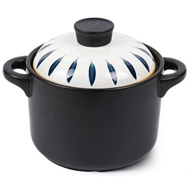 Imagem de Panela de ensopado de caçarola de cerâmica com tampa panela de cozinha japonesa antiaderente resistente ao calor panelas de cerâmica utensílios de cozinha panela de barro, A, 3,5L