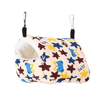 Imagem de Pssopp Cama de hamster quente de inverno, rede de algodão para pendurar pequenos animais pequenos gaiola de algodão para porquinho-da-índia Degu Drawl ouriço [8 * 8 estrelas] roupa de cama e areia