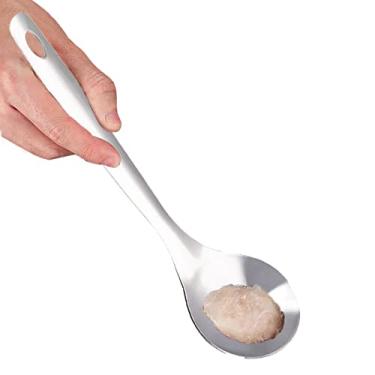 Imagem de Almôndega de colher com furo - Ferramenta de fabricação de bolas de carne de aço inoxidável | Moldes caseiros antiaderentes para fazer bolas de carne com alça longa para cozinha bar de jantar Chunyue