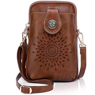 Imagem de APHISON Bolsas transversais pequenas para mulheres, bolsa de celular leve de couro vegano, bolsas fofas com borlas, 03a-s-coffee, Medium
