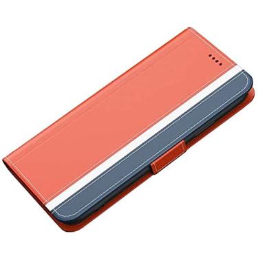 Imagem de KKFAUS Capa de telefone com fivela magnética, para Apple iPhone 12 Pro Max (2020) 6,7 polegadas imitação de couro folio flip stand case carteira [porta-cartão] (cor: laranja)