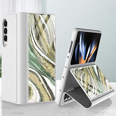 Imagem de para a caixa Samsung Galaxy Z Fold 4,Plating Glass Flip Shell Cobertura comercial com tudo incluído em couro 9H Caixa à prova de choque de vidro temperado,para Samsung Z Fold 4 5G (13)