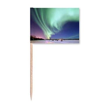 Imagem de Noite estrelas ártico aurora neve palito de dentes marcadores marcadores decoração de festa