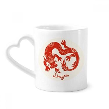 Imagem de Ano do dragão animal China zodíaco caneca vermelha café cerâmica copo de coração de vidro