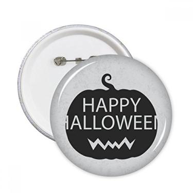 Imagem de Broche redondo de abóbora de terror preto Halloween emblema de botão decoração 5 peças
