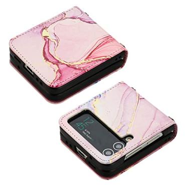 Imagem de Capa de telefone de couro transversal para Samsung Galaxy Z Flip 4 3 5G Flip4 Flip3 Capa à prova de choque alça cordão padrão de mármore, LS005 sem alça, para Galaxy Z Flip 3 5G