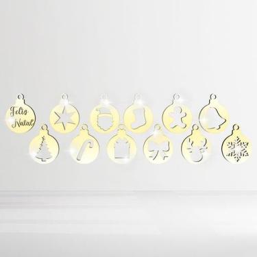 Imagem de Acrílico Decorativo Dourado Bolinhas De Natal Ornamentadas - Decore Pa