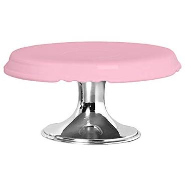 Imagem de Boleira G Com Pé Alumínio Ceramicas Pegorin Rosa Bebe Grande