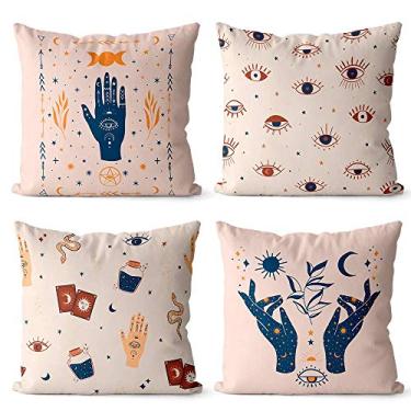 Imagem de kit 4 capa de almofada decorativa místico