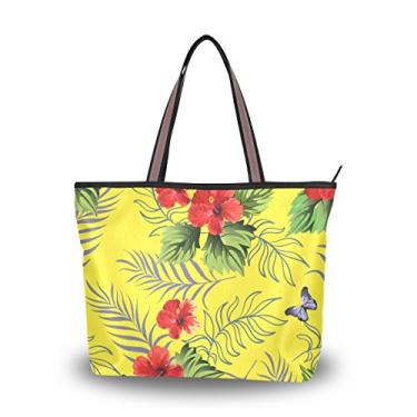 Imagem de Bolsa de ombro feminina My Daily com flores tropicais de hibisco havaiano, Multi, Medium