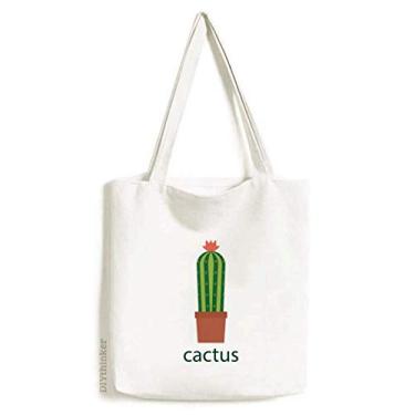 Imagem de Cactus Vaso de Plantas Suculentas Verde Sacola de Lona Bolsa de Compras Casual Bolsa