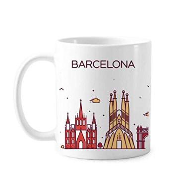 Imagem de Barcelona Espanha Caneca de cerâmica com padrão de ponto de referência plana Caneca de porcelana de café