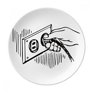 Imagem de Tomada padrão placa de diagrama de circuito decorativa de porcelana salver louças de jantar