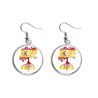 Imagem de Brinco de prata com bandeira da família Espanha, orelha pendurada, joia feminina