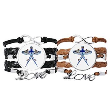 Imagem de DIYthinker Pulseira com estampa tradicional de pipa de cultura chinesa com alça de mão e corda de couro, conjunto duplo para presente