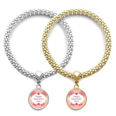 Imagem de DIYthinker Pulseira rosa e branco para amante do Dia dos Namorados com pingente de joia para presente de casal