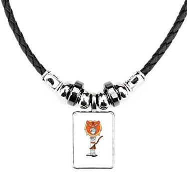 Imagem de DIYthinker Colar Egito Múmia Horus chapéu de tigre joia torque pingente de corda de couro