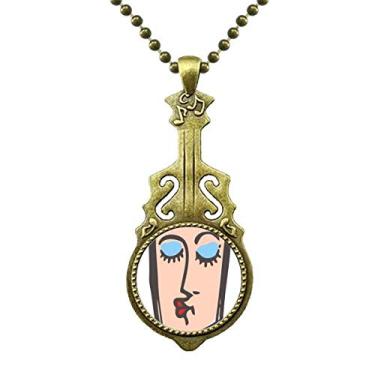 Imagem de DIYthinker Kiss Colar de emoticons abstrato com desenho de rosto antigo com pingente de música