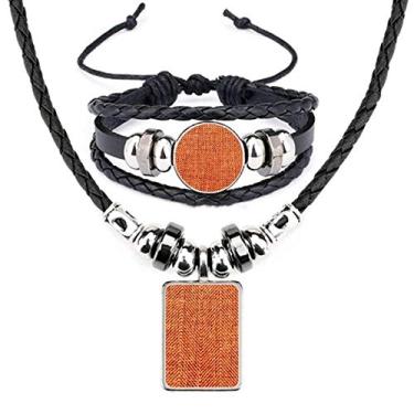 Imagem de Conjunto de joias de pulseira de couro abstrato marrom linho tecido