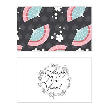 Imagem de Blue Pink Fans Japan Spots Festival Ano Novo Cartão de felicitações Bless Message Present
