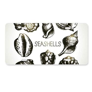 Imagem de DIYthinker Etiqueta de aço inoxidável para decoração de placa de licença com vieira preta Marine Life