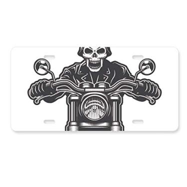 Imagem de DIYthinker Motocicleta Esqueleto Luzes Óculos Padrão Placa de Carro Decoração Acessório de Aço Inoxidável