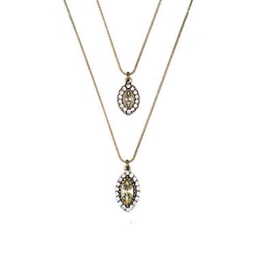 Imagem de Colar Armazem RR Bijoux gota duplo pedra mel