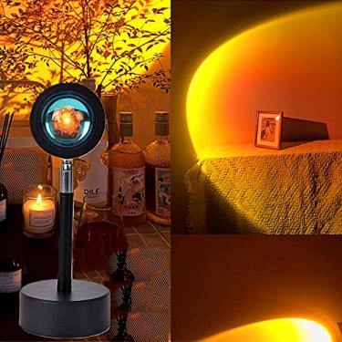 Imagem de GUANGE Luz de LED de projeção romântica por pôr do sol com rotação de 90 graus, cores fantásticas, suporte de chão arco-íris, luz noturna, lâmpada de projeção de LED, pôr do sol