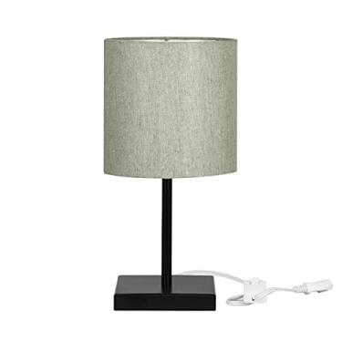 Imagem de Abajur Eros Cilindrico Cinza Escuro 022 Base Toda Preta Quadrada