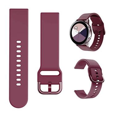 Imagem de Pulseira Minggo compatível com relógio Samsung Galaxy Active/Active2 40 mm/44 mm, pulseira de silicone esportiva de substituição compatível com relógio Galaxy 42 mm/Gear S2 Classic/Gear Sport Smart Watch, One Size, Vermelho