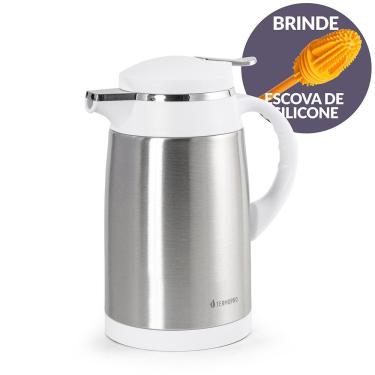 Imagem de Garrafa Térmica Inox Camélia Branca 600Ml e Escova Limpeza Termopro