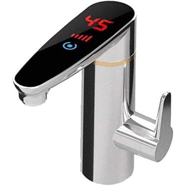 Imagem de Torneira De Água Quente Elétrica, Aço Inoxidável De Qualidade Alimentar 5 Níveis De Ajuste De Temperatura Aquecedor De Água Instantâneo Pia Da Cozinha Visor De Temperatura LED Cromado,A,Constructi