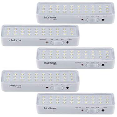 Imagem de Kit Com 5 Luminárias Iluminação Luz de Emergência 100 Lúmens INTELBRAS LEA 30 Branca Bivolt