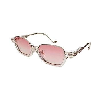 Imagem de Óculos de sol femininos retangulares semimetálicos vintage com lentes claras armação masculina UV400, 3, tamanho único