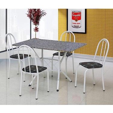 Imagem de Conjunto de Cozinha Mesa Tampo Granito com 4 Cadeiras Bruna Artefamol Branco/cinza