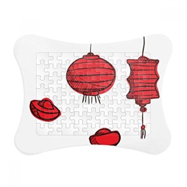 Imagem de Moldura de quebra-cabeça Ano Chinês do Galo da Lanternas Vermelhas, enfeite de jogo de quebra-cabeça