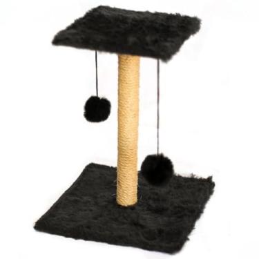 Imagem de Arranhador Para Gatos Com 2 Bases Com Poste E Pompons E Estampa Cinza